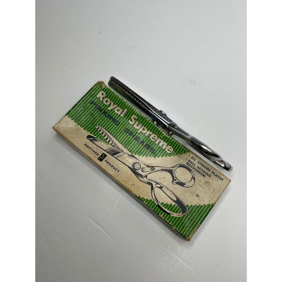 Vintage Royal Supreme Pinking Shears Original Box Chrome Plated Ball Bearing - Picture 6 of 7